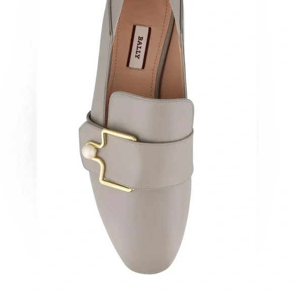 BALLY Maelle pearl embellishment loafers in grey